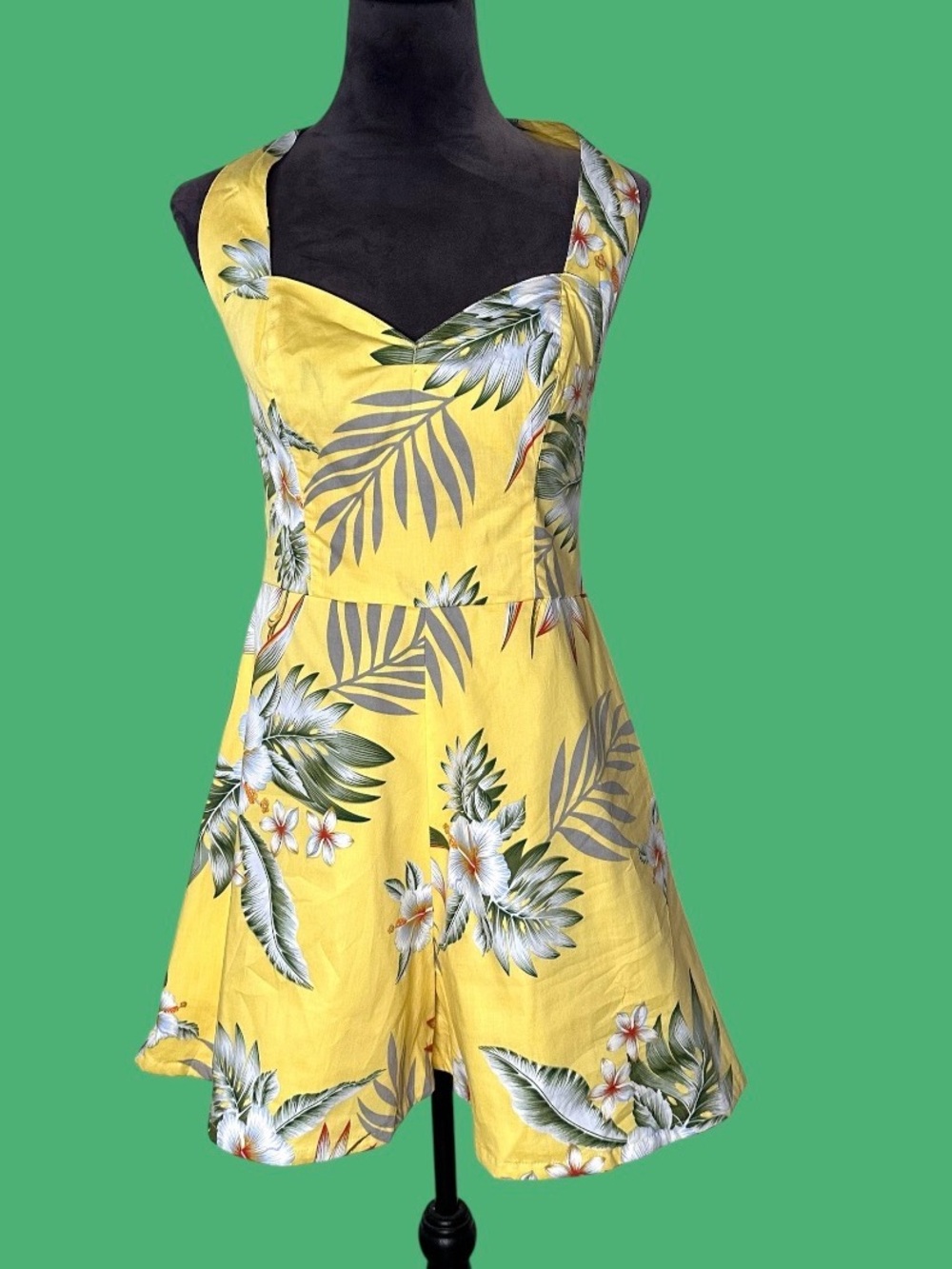 Hell Bunny Yellow Floral Tropical Romper